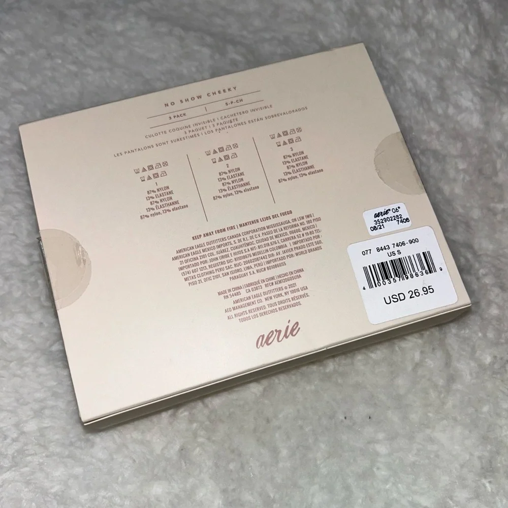 Aerie 3 Pack No Show Cheeky Panties Size Small NEW